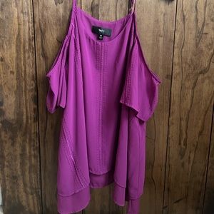Purple cold shoulder blouse